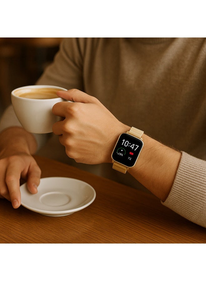 Telzeal WP01 Waterproof Smartwatch - Multifunctional with Bluetooth Calling - Heart Rate, Blood Pressure, SpO2 Monitoring, 123 Sports Modes, App Notifications - Includes 2 Straps - Gold Color - Image 5