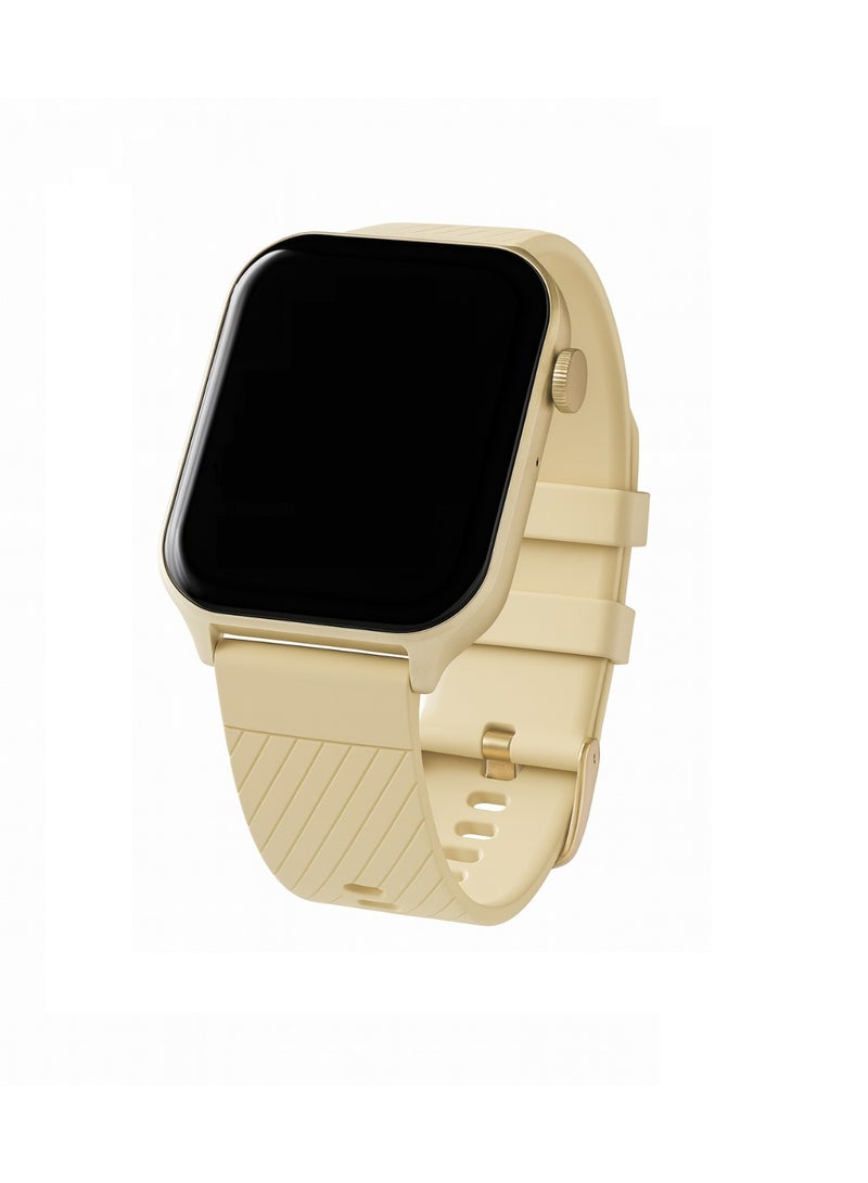 Telzeal WP01 Waterproof Smartwatch - Multifunctional with Bluetooth Calling - Heart Rate, Blood Pressure, SpO2 Monitoring, 123 Sports Modes, App Notifications - Includes 2 Straps - Gold Color - Image 1