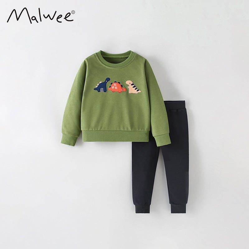Malwee Boys Sweater Suit Autumn New European And American Children's Casual Round Neck Long Sleeve Elastic Waist Pants - Image 1