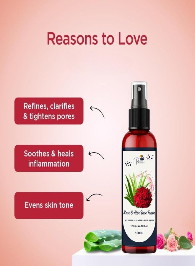 Paruu Rose Toner with Rose & Aloe Vera 300ml | Hydrating Face Toner for Glowing Skin, Acne Control & Pore Tightening | Natural & Alcohol-Free Toner for All Skin Types - Image 4