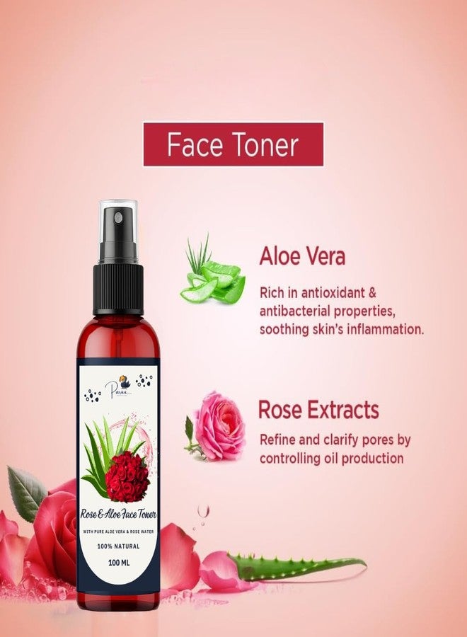 Paruu Rose Toner with Rose & Aloe Vera 300ml | Hydrating Face Toner for Glowing Skin, Acne Control & Pore Tightening | Natural & Alcohol-Free Toner for All Skin Types - Image 2