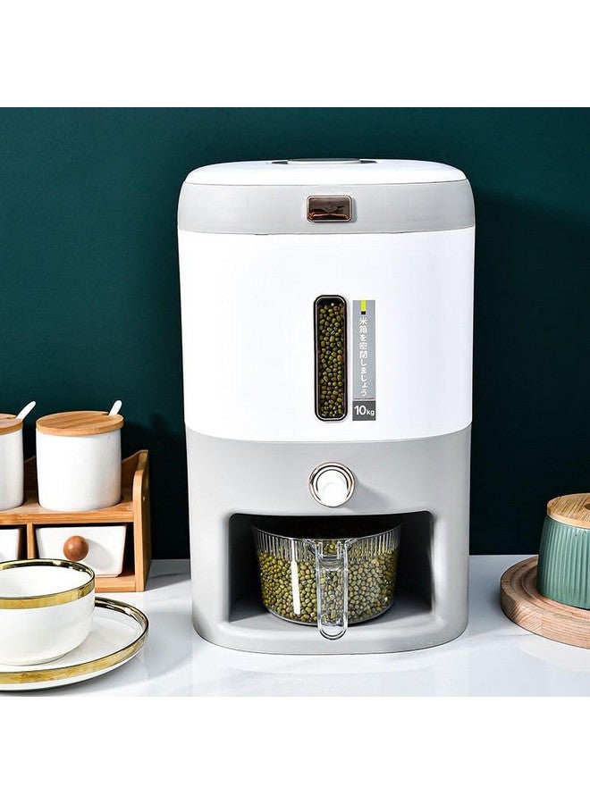 Matiko Matiko 10 Kg Rice Dispenser Airtight Kitchen Food Storage Container With Measuring Cup- Moisture Proof And Insect Proof Cereal Dispenser (silver 10kg rice dispenser) - Image 1