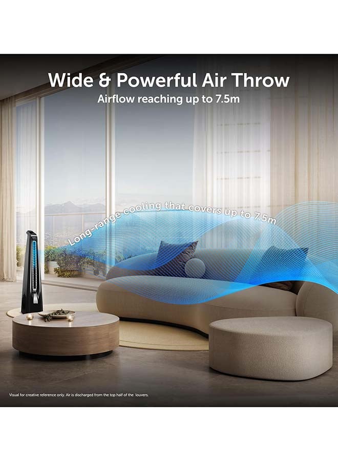 SYMPHONY Tower Fan/Cooler, 25ft Air Throw, Good for Kitchen, Living Room, Home, Office, Laundry, BLDC Motor, Touchscreen Control Panel & Remote, Bladeless Technology, 1Year Warranty, 85 W AFNTF013 Black - Image 4