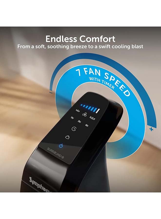 SYMPHONY Tower Fan/Cooler, 25ft Air Throw, Good for Kitchen, Living Room, Home, Office, Laundry, BLDC Motor, Touchscreen Control Panel & Remote, Bladeless Technology, 1Year Warranty, 85 W AFNTF013 Black - Image 3