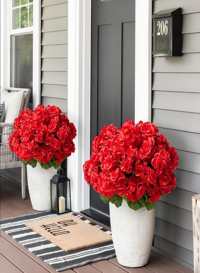 ATTGREAT Artificial Flowers for Outdoors Faux Geraniums Plants UV Resistant Outside 6 Bundles Fake Silk Flowers Bulk Plastic Greenery for Home Porch Planter Patio Table Centerpieces Decor, Red - Image 5