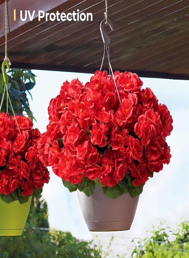 ATTGREAT Artificial Flowers for Outdoors Faux Geraniums Plants UV Resistant Outside 6 Bundles Fake Silk Flowers Bulk Plastic Greenery for Home Porch Planter Patio Table Centerpieces Decor, Red - Image 4