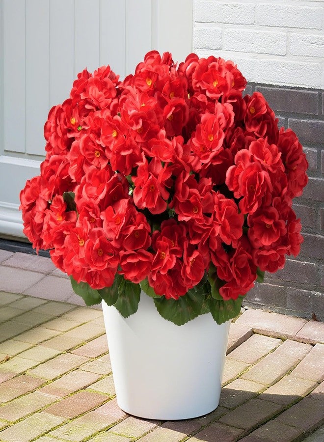 ATTGREAT Artificial Flowers for Outdoors Faux Geraniums Plants UV Resistant Outside 6 Bundles Fake Silk Flowers Bulk Plastic Greenery for Home Porch Planter Patio Table Centerpieces Decor, Red - Image 1