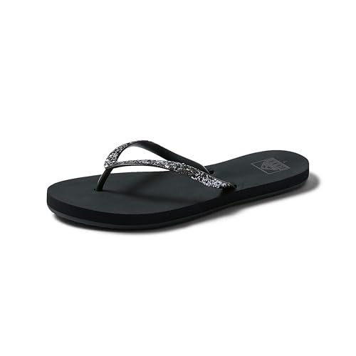 Reef Stargazer Womens Beach Flip Flop, Super Lightweight and Soft Footbed, Thin Glitter Strap, Shadow, 7 - Image 1