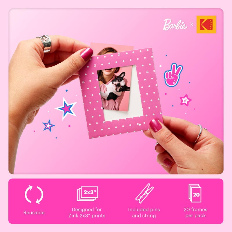 Kodak x Barbie Colorful & Decorative Barbie-Themed Hanging Square Frames for Zink 2x3  Photo Projects - 10 Iconic Barbie Frames for Decorating Your Scrapbook  Journal and More -Includes Rope and Clips - Image 2