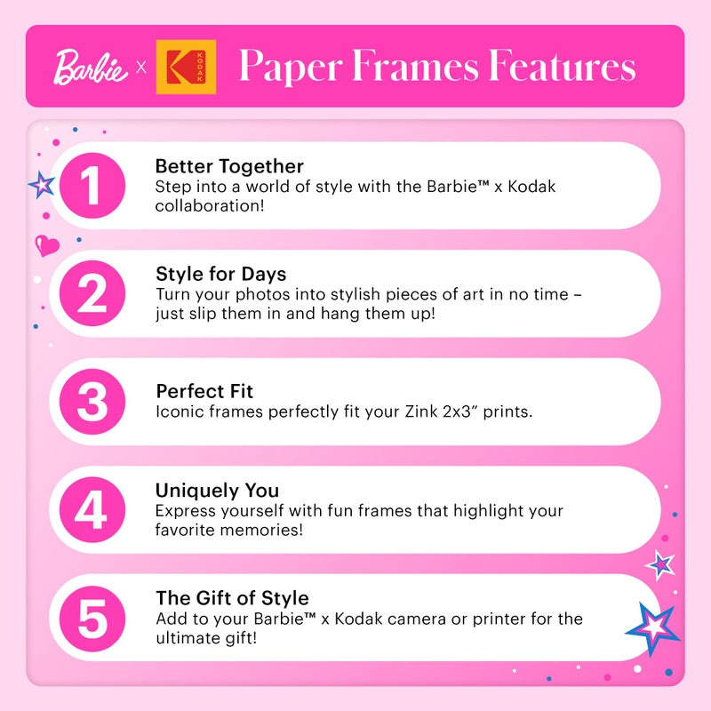 Kodak x Barbie Colorful & Decorative Barbie-Themed Hanging Square Frames for Zink 2x3  Photo Projects - 10 Iconic Barbie Frames for Decorating Your Scrapbook  Journal and More -Includes Rope and Clips - Image 5