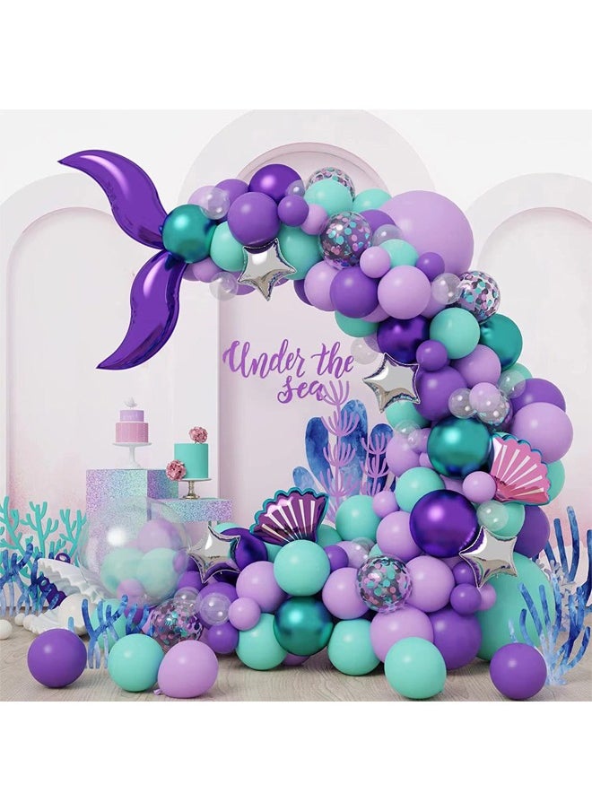 Zeemey 136-pcs Mermaid Tail Themed Latex Decorative Balloon Arch Garland Set - Perfect for Graduation Baby Shower Wedding Birthday Bachelorette Party Backdrop Decoration - Suitable for Indoor and Outdoor 