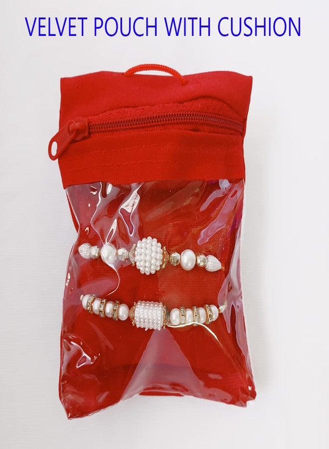 Picrazee Raksha Bandhan Combo of 2 Designer Multicolor Rakhis for Brother with Roli Tilak bottle Set in Beautiful Cushion & Zipper Pouch Packing. (Combo4) - Image 4