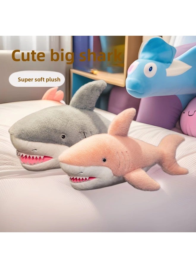 Large Marine Animal Shark Plush Toy Creative Sawtooth Shark Fish Doll Big Doll Gift-Color:Pink-Height:70cm.（0.55Kg）