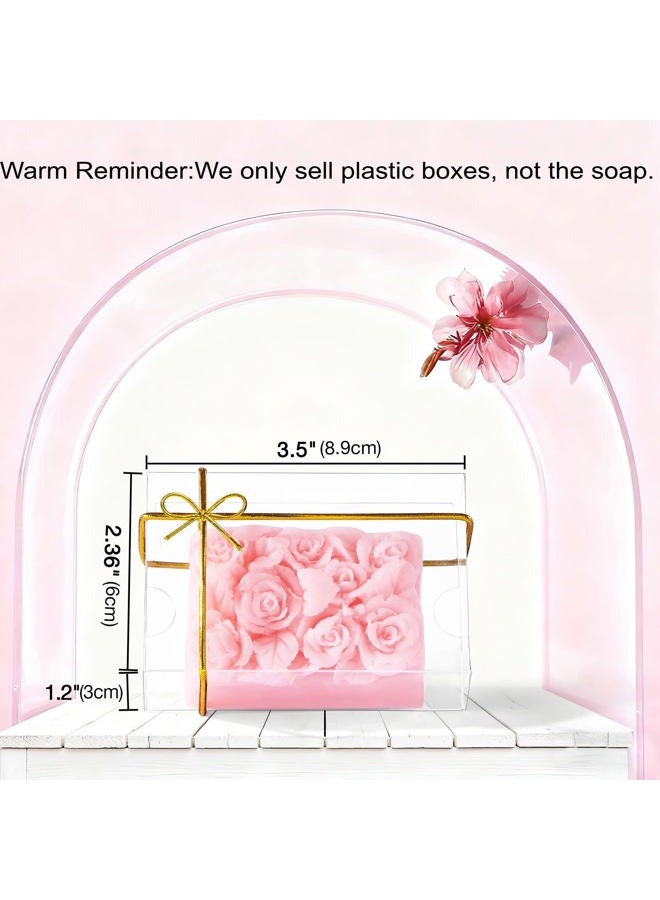 JCXGRVC 100PCS 3.5"x2.36"x1.2" Inch Clear Plastic Soap Boxes Packaging - Small Bakery Favor Boxes for Macarons, Cookies Candies, Perfect for Homemade Soap Gifts, Wedding & Birthday Parties - Image 2