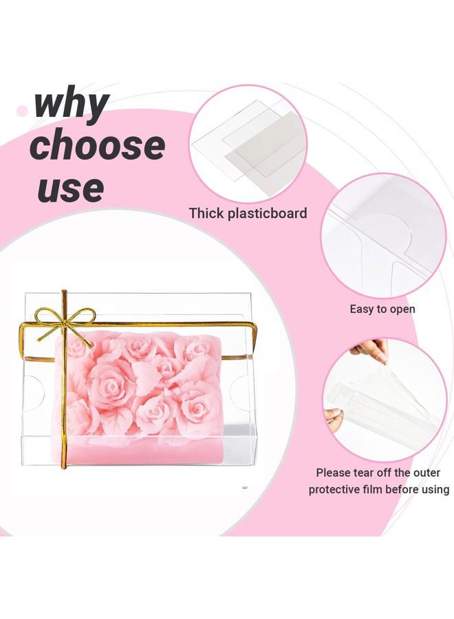 JCXGRVC 100PCS 3.5"x2.36"x1.2" Inch Clear Plastic Soap Boxes Packaging - Small Bakery Favor Boxes for Macarons, Cookies Candies, Perfect for Homemade Soap Gifts, Wedding & Birthday Parties - Image 3