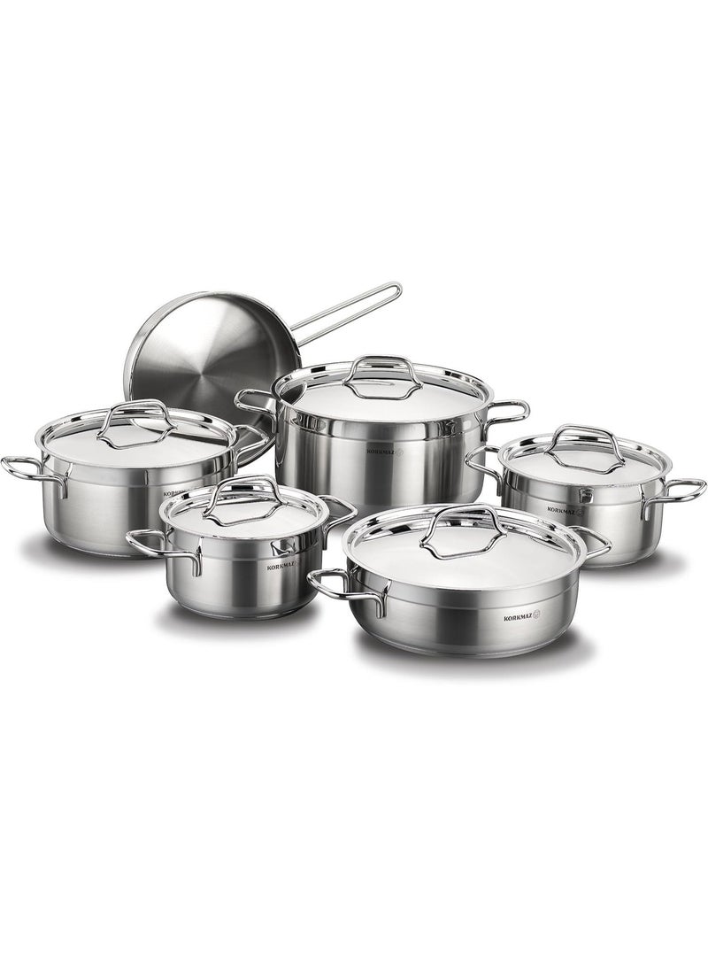 كوركماز طقم ادوات مطبخ ستانلس ستيل الفاي جراند 11 قطعة من كوركماز تركي فضى 8691607016109 - Image 1