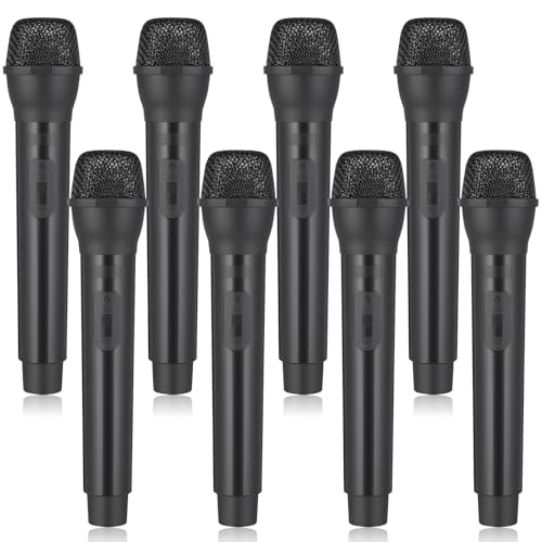 Exclaith 8 Pack Fake Microphone Prop Bulk Fun Stage Mics Toy Pretend Plastic Microphone Toy for Karaoke Halloween Stage Costume Favors Birthday Party Simulate Speech Practice - Image 1