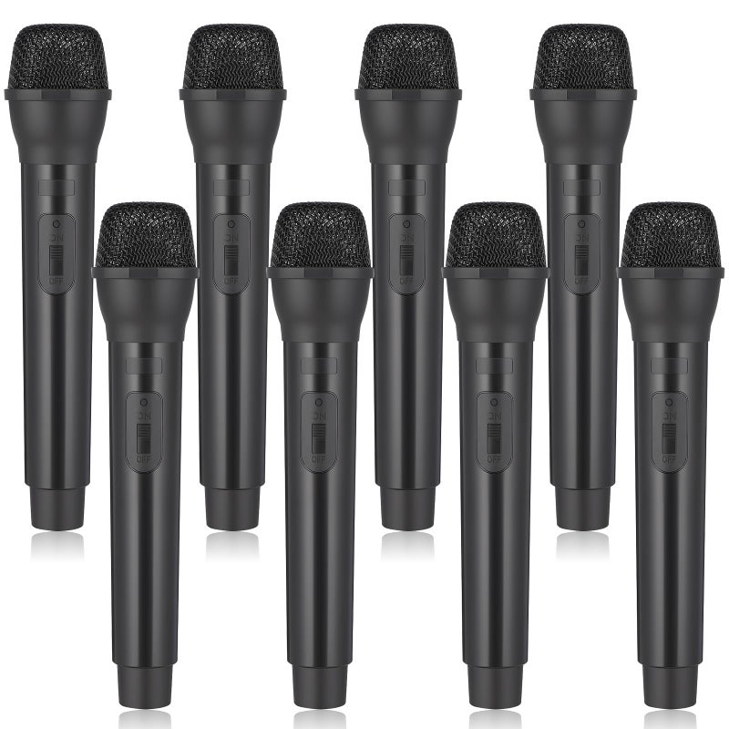 Exclaith 8 Pack Fake Microphone Prop Bulk Fun Stage Mics Toy Pretend Plastic Microphone Toy for Karaoke Halloween Stage Costume Favors Birthday Party Simulate Speech Practice - Image 3