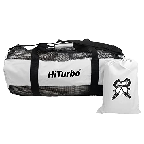 Hiturbo 100L Mesh Dive Duffel Bag: Scuba Gear Bags for Diving, Snorkeling, Freediving and Swimming - Travel Beach Pool Water Sports Equipment Bag with Shoulder Strap - White - Image 4