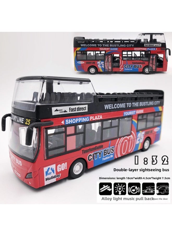 Alloy Bus Car Model Bus Toy Car Large Open Door City Simulation Public Transport Boy Huili-Colour:Small 15cm Alloy Bus Blue Silent Light  - Image 3