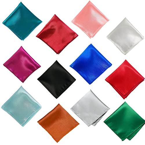 Young Arrow Satin Pocket Square for Men | Wedding Handkerchief for Suits, Blazers & Tuxedo | Men's Pocket Square Combo (Pack of 12) - Image 1