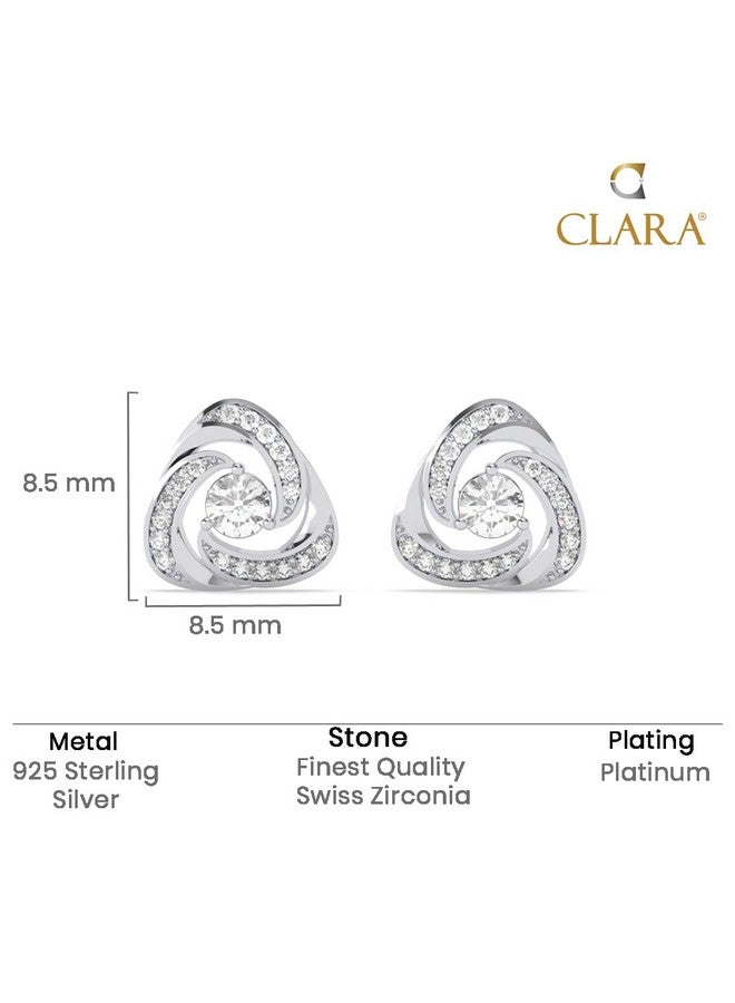 CLARA 925 Sterling Silver Bianca Solitaire Stud Earrings | Platinum Plated, Swiss Zirconia | Gift for Women and Girls - Image 5