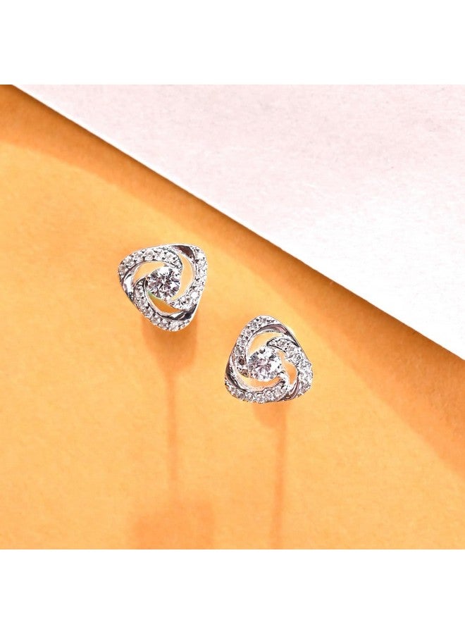 CLARA 925 Sterling Silver Bianca Solitaire Stud Earrings | Platinum Plated, Swiss Zirconia | Gift for Women and Girls - Image 2