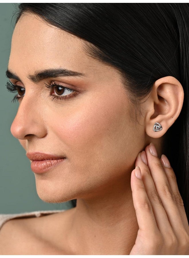 CLARA 925 Sterling Silver Bianca Solitaire Stud Earrings | Platinum Plated, Swiss Zirconia | Gift for Women and Girls - Image 3