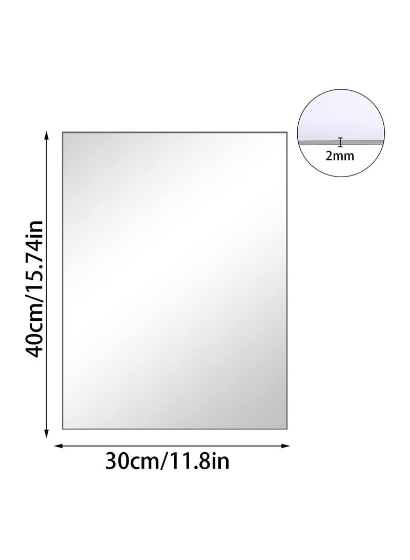 TPGP 2 x Wall Mirrors, Self-Adhesive Glass Mirrors, HD Decorative Wall Mirrors, 40 x 30 cm, Frameless Mirror, Large for Guest Toilet, Bathroom, Dressing Room, Living Room  - Image 2