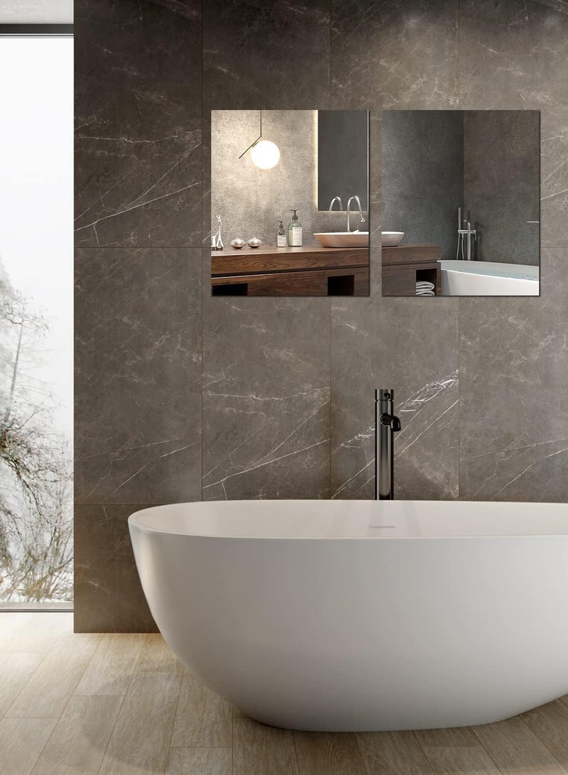 TPGP 2 x Wall Mirrors, Self-Adhesive Glass Mirrors, HD Decorative Wall Mirrors, 40 x 30 cm, Frameless Mirror, Large for Guest Toilet, Bathroom, Dressing Room, Living Room  - Image 4