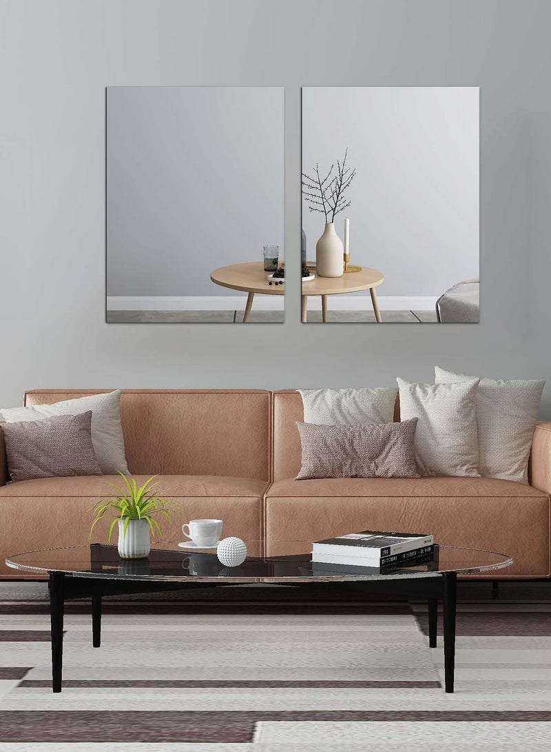 TPGP 2 x Wall Mirrors, Self-Adhesive Glass Mirrors, HD Decorative Wall Mirrors, 40 x 30 cm, Frameless Mirror, Large for Guest Toilet, Bathroom, Dressing Room, Living Room  - Image 5