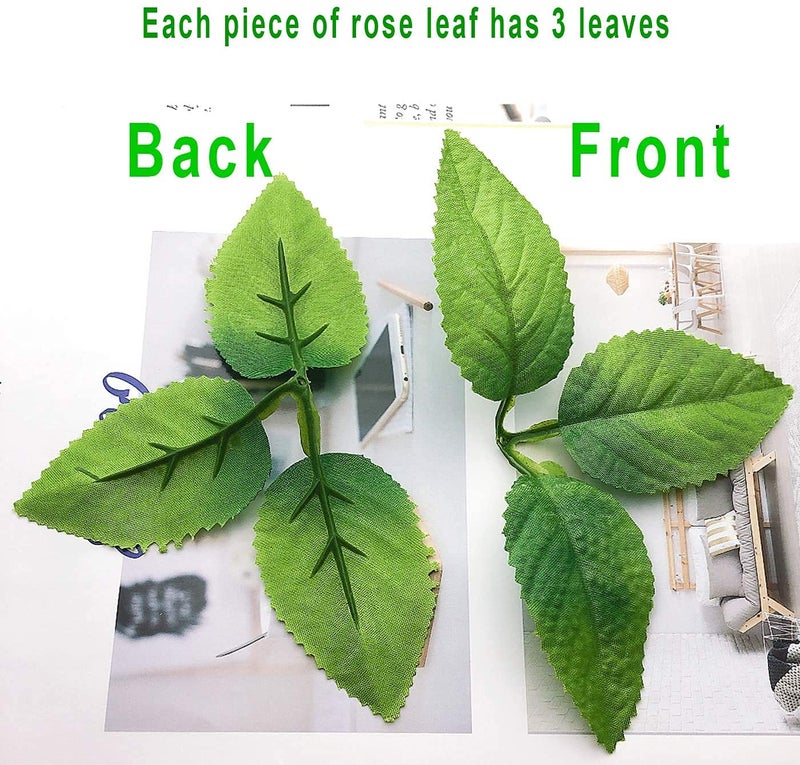 BS AMOR 40 pcs Bulk Rose Leaves Artificial Greenery Fake Rose Flower Leaves for DIY Bouquets Centerpieces Party Decorations Rose Vine Wreath Garlands Supplies(Dark Green Color) (40) - Image 3
