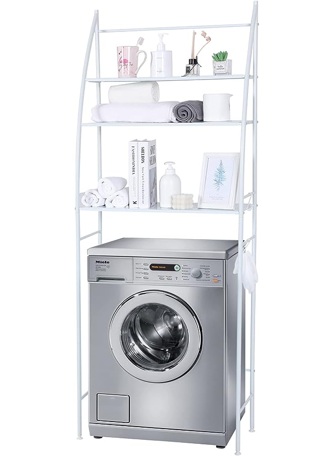 SKY-TOUCH TOUCH Washing Machine Storage Shelf Rack 3 Tiers, Bathroom Shelves Toilet Shelf Space Saving,Easy to Assemble Bathroom Storage Shelf No Drilling White,25x65x166 cm, TM-021 - Image 1