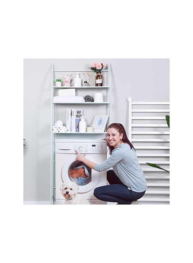 SKY-TOUCH TOUCH Washing Machine Storage Shelf Rack 3 Tiers, Bathroom Shelves Toilet Shelf Space Saving,Easy to Assemble Bathroom Storage Shelf No Drilling White,25x65x166 cm, TM-021 - Image 3