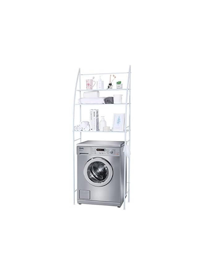 SKY-TOUCH TOUCH Washing Machine Storage Shelf Rack 3 Tiers, Bathroom Shelves Toilet Shelf Space Saving,Easy to Assemble Bathroom Storage Shelf No Drilling White,25x65x166 cm, TM-021 - Image 2