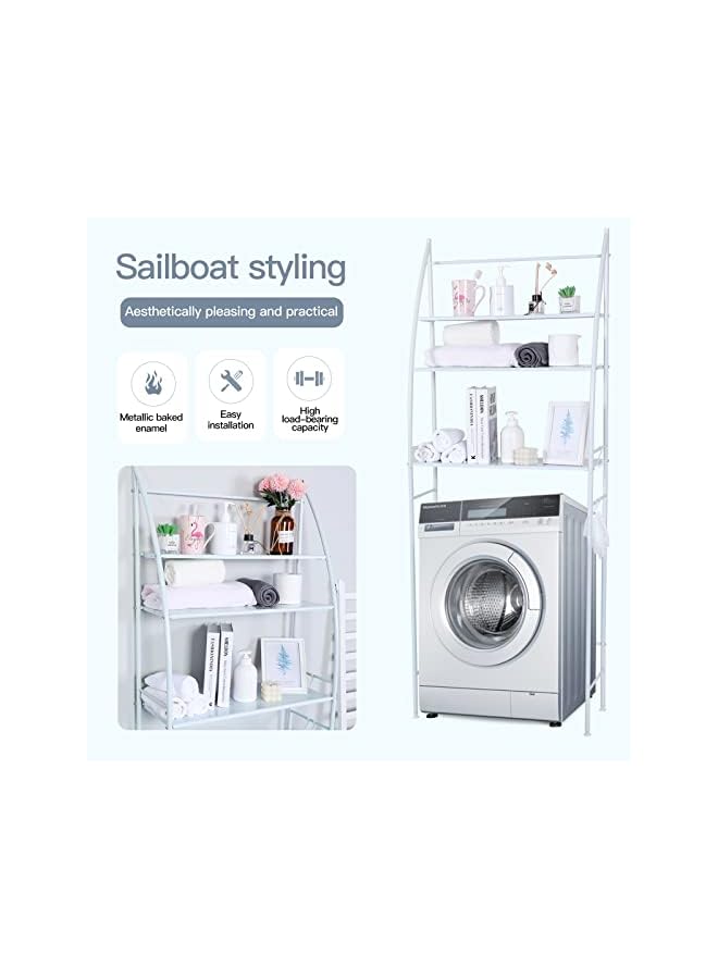 SKY-TOUCH TOUCH Washing Machine Storage Shelf Rack 3 Tiers, Bathroom Shelves Toilet Shelf Space Saving,Easy to Assemble Bathroom Storage Shelf No Drilling White,25x65x166 cm, TM-021 - Image 5