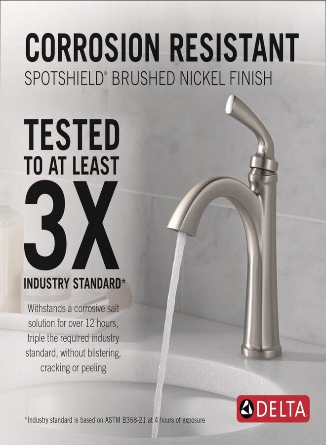 Delta Geist Brushed Nickel Bathroom Faucet 1 Hole, Single Hole Bathroom Sink Faucet for Vanity, Push-Pop Drain Assembly, SpotShield Brushed Nickel 15864LF-SP - Image 2