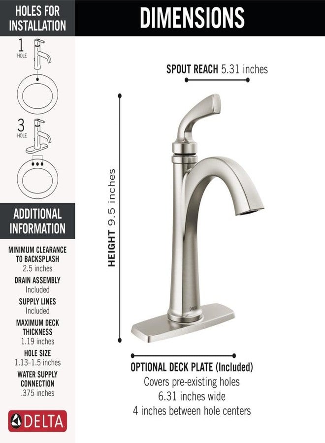 Delta Geist Brushed Nickel Bathroom Faucet 1 Hole, Single Hole Bathroom Sink Faucet for Vanity, Push-Pop Drain Assembly, SpotShield Brushed Nickel 15864LF-SP - Image 5