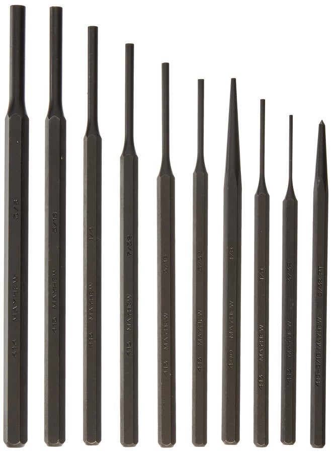 Mayhew Tools 62005 Assorted Punch Set, 10-Piece, Black Oxide Finish - Image 1