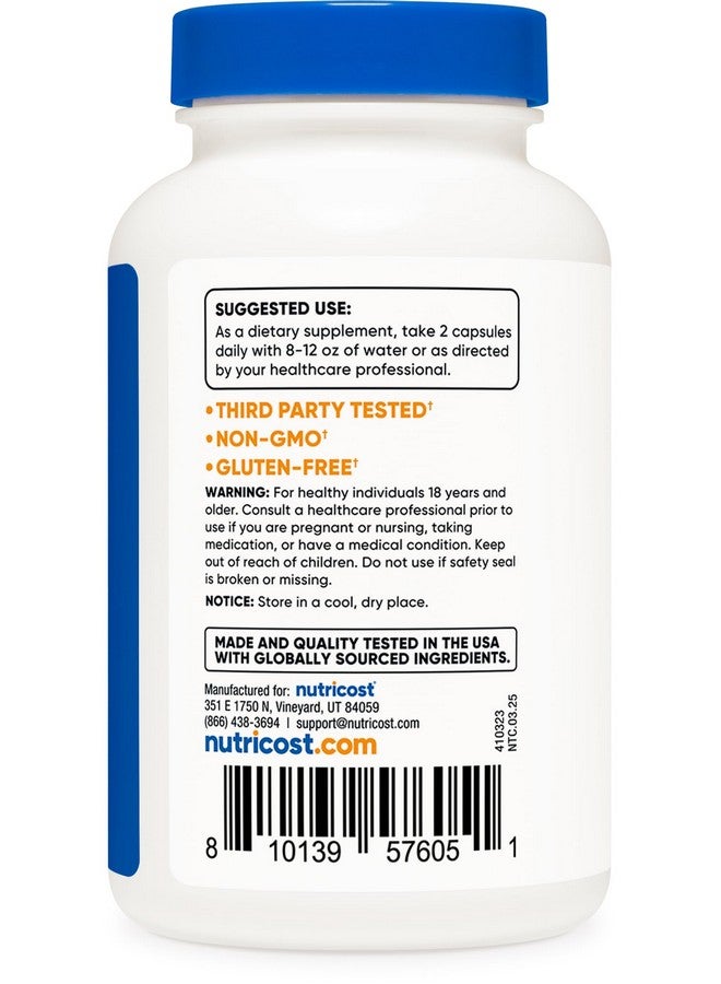 Nutricost Nutricost Sodium Bicarbonate (2,500mg) 120 Capsules - GMO-Free, Gluten Free, Vegan, 60 Servings  - Image 4