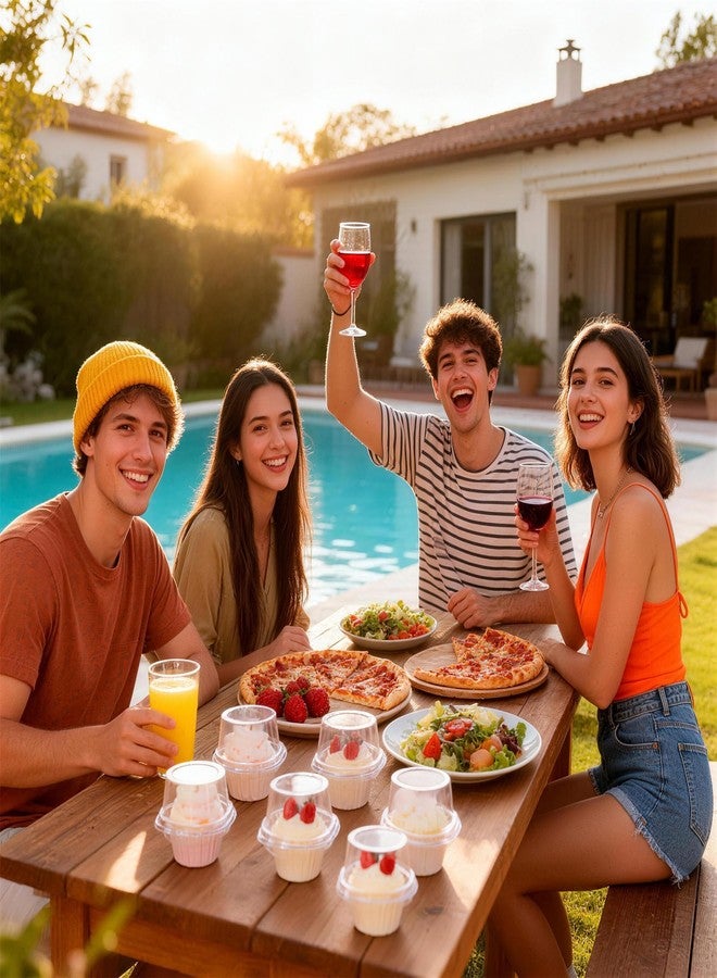 LOKQING علب كب كيك بلاستيكية فردية من لوكينغ، ٥٠ قطعة، مع غطاء محكم الإغلاق، مثالية للحفلات - Image 5