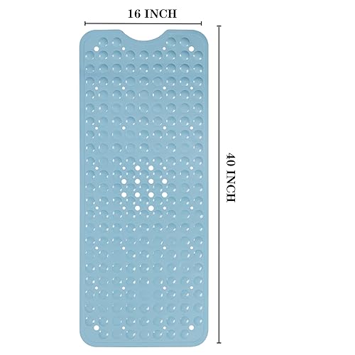 YANZIFLY Bathtub Mat for Shower: Soft Silicone Bath Mat Non Slip with Suction Cups Tub Mat for Bathroom for Family Extra Large Shower matt Machine Washable - Blue - Image 2