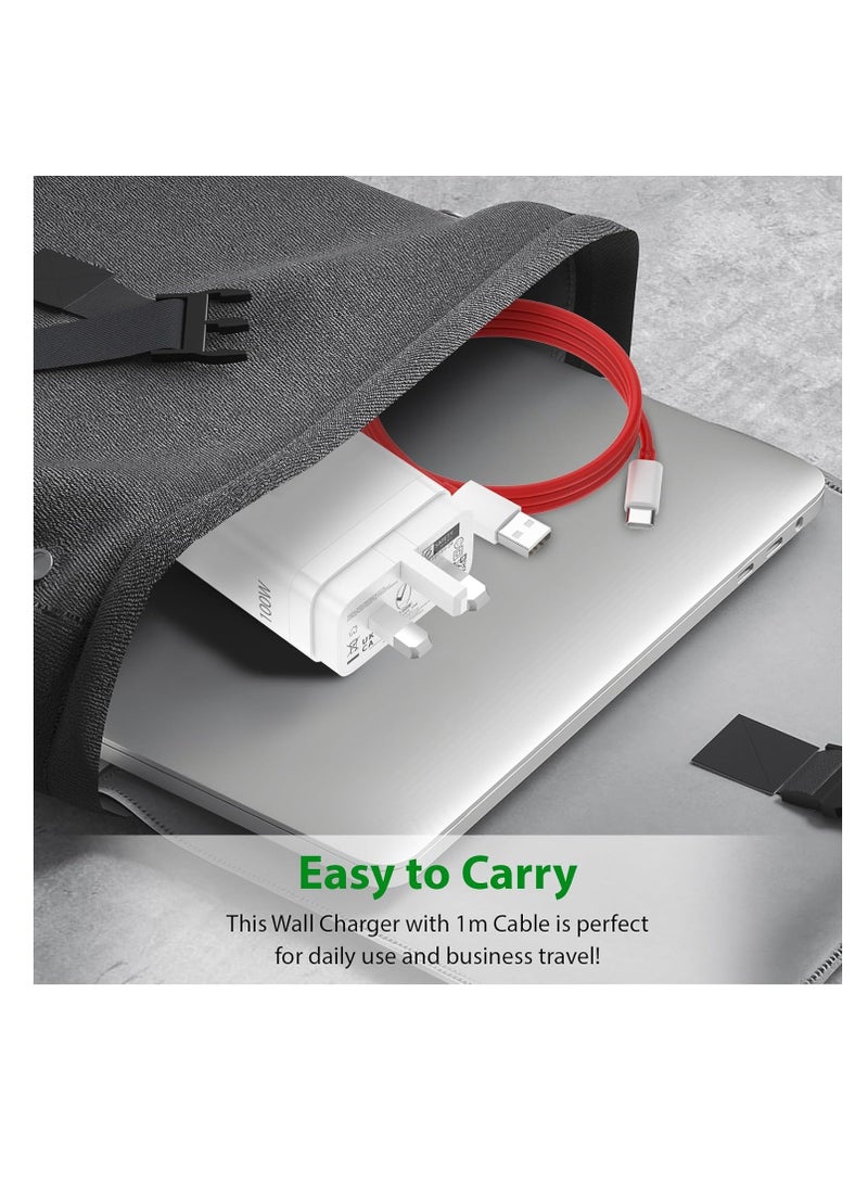 بيوينتي For OnePlus SUPERVOOC 100W Power Adapter for OnePlus 12/12R/11/Nord 4/3, USB Plug Charger Type-A Wall Charger Fast Charger w/ 1m USB C Cable for OnePlus Nord CE 4 3 Lite 10 9 8 7 for Oppo A78 - Image 5
