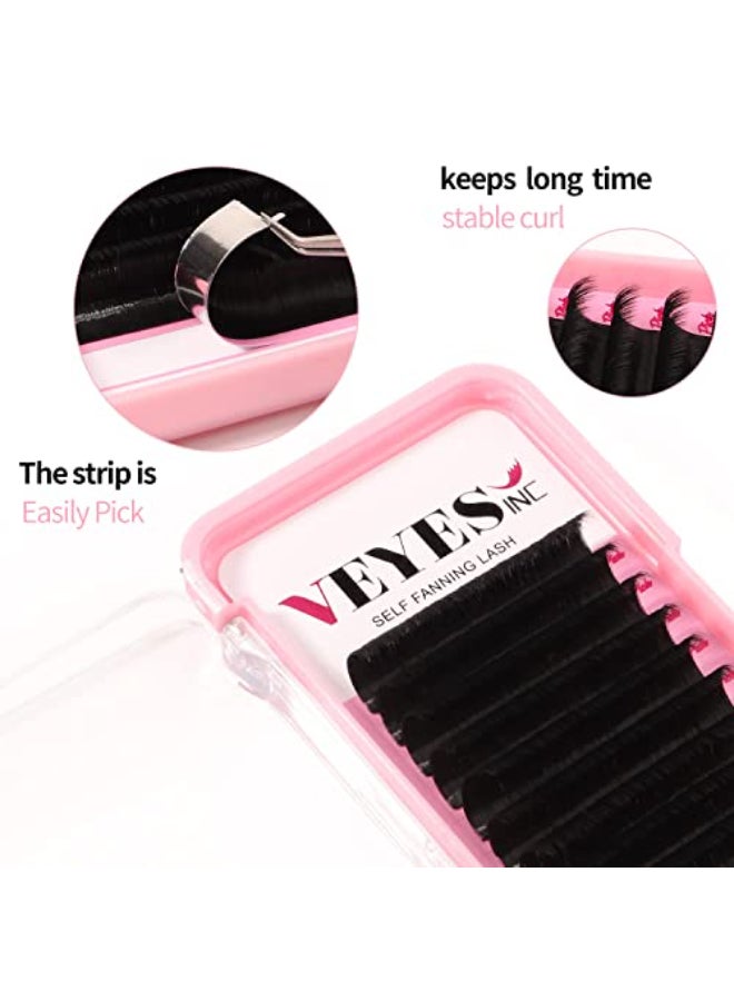 VEYES INC Easy Fan Volume Lash Extensions 03 05 07 JBLCCCDDD Curl 825mm Mixed Single Length Tray Matte Black Self Fanning Eyelashes Professional Supplies for Lash Techs 007 C 1520mm - Image 4