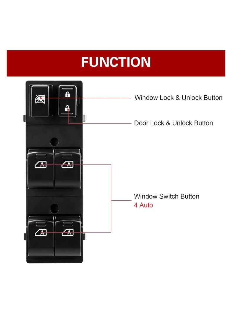 Black Color Power Window Switch Driver Side - Master Window Switch for 2009-2012 Nissan Maxima 11-12   Infiniti G37 10 Pins + 3 Pins Replace 25401-1LA0A - Image 5