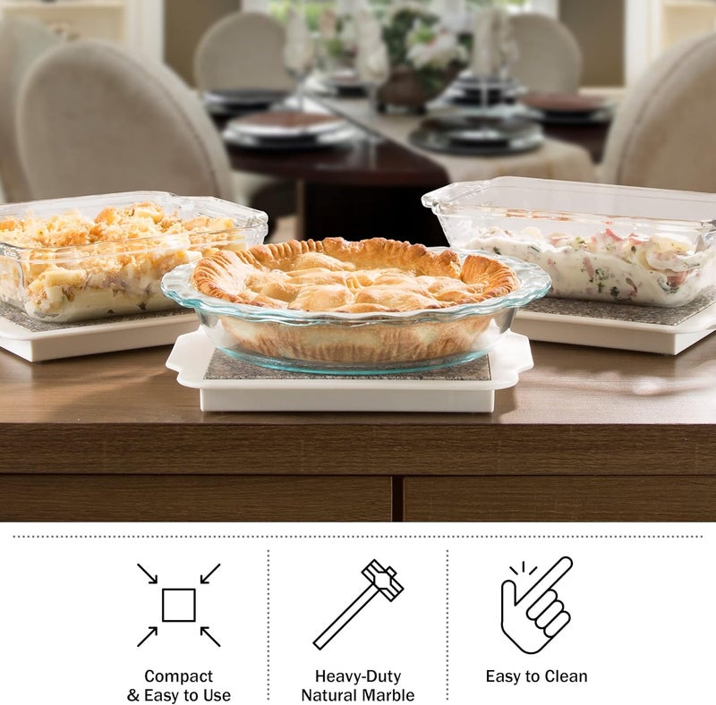 Chef Buddy Food Warmer Plate - Microwavable 9-Inch Marble Hot Plate Keeps Food Warm Longer - Great for Parties, Family Gatherings, and Holidays - Image 5
