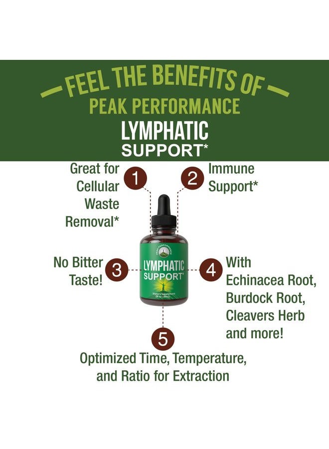 Peak Performance Lymphatic Drainage Drops. Sugar Free 7-in-1 Lymph Detox And Cleanse Support. Vegan Supplement with Echinacea, Red Clover Blossom, Burdock Root, Cleavers Herb, Licorice Root, And More! - Image 2