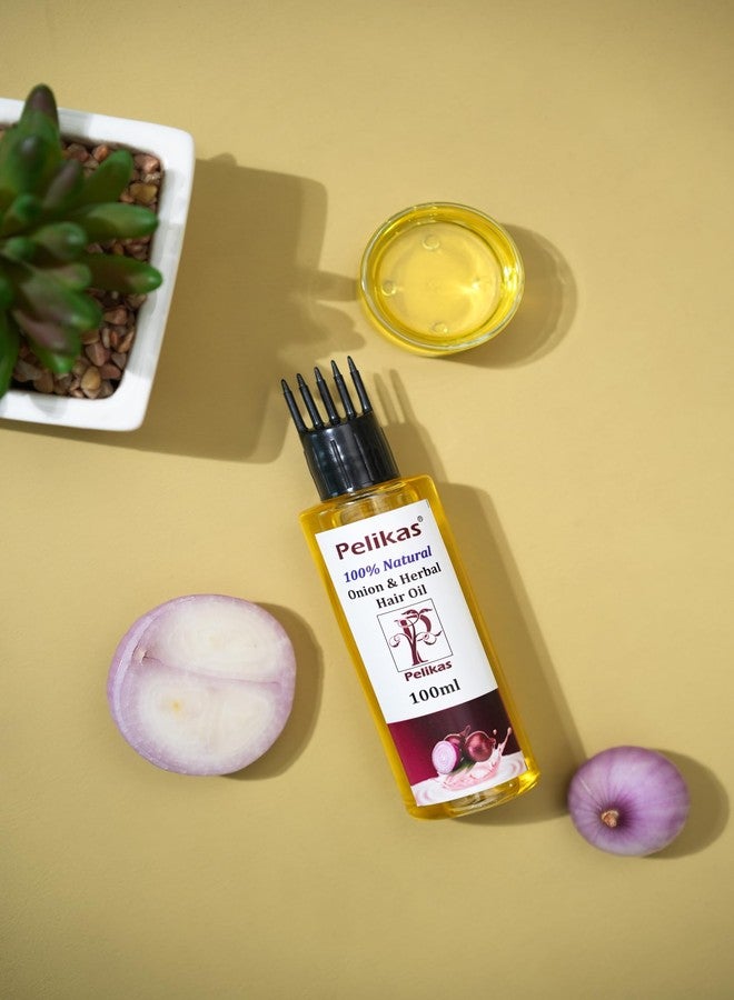 Pelikas Onion Hair Oil Natural Harble Advansed Hair Growth and Anti-HairFall Control with Nourishes Scalp & Stimulates Roots,Reduces Hairfall & Breakage,Repairs Damaged Hair,Boosts Hair Thickness For Men & Women Onion hair oil 100ml - Image 1