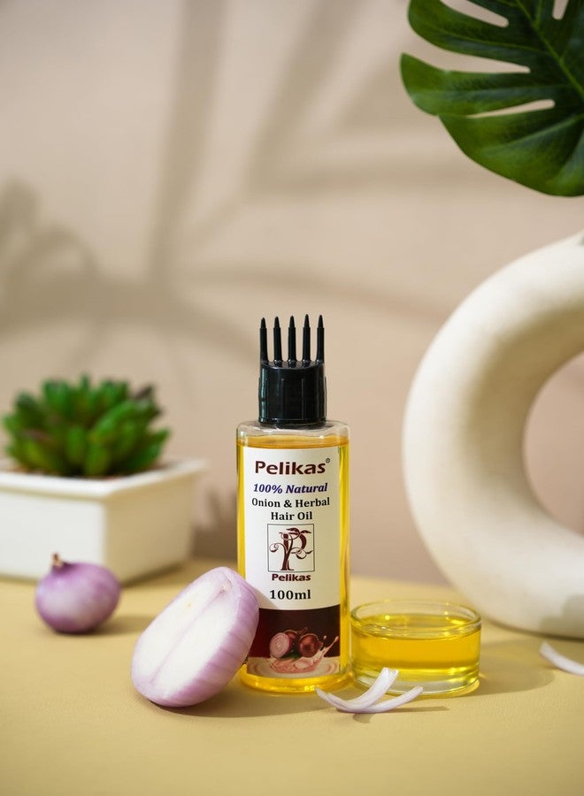 Pelikas Onion Hair Oil Natural Harble Advansed Hair Growth and Anti-HairFall Control with Nourishes Scalp & Stimulates Roots,Reduces Hairfall & Breakage,Repairs Damaged Hair,Boosts Hair Thickness For Men & Women Onion hair oil 100ml - Image 5