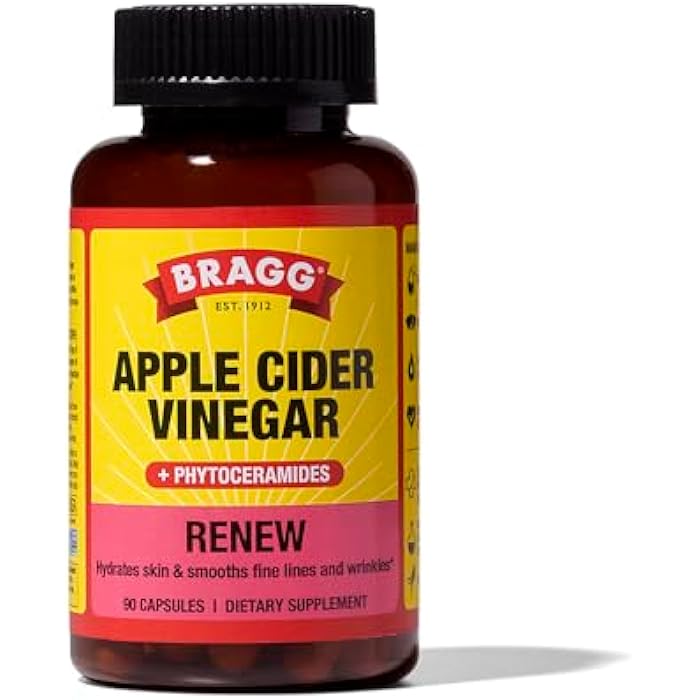 Bragg Renew Apple Cider Vinegar Capsules with Phytoceramides - 90 Capsules - Maintains Healthy Skin and Promotes Hydration - Image 1